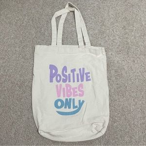 “Positive Vibes Only” Tote Bag | Cute beige tote bag